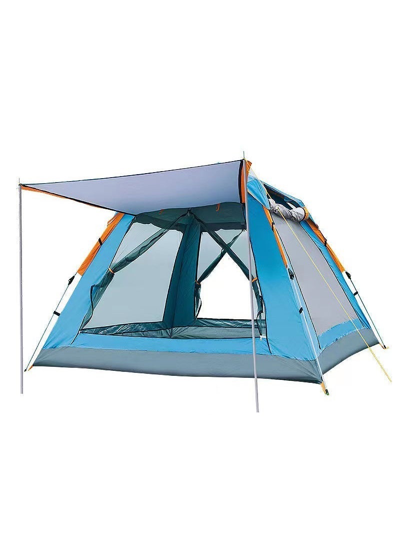 Sharpdo Hydraulic Large Tent, Automatic Dome Waterproof Sunscreen Tents for 3-4 Person, Outdoor Two-Door Tent, Easy to Set Up and Package,Blue - Image 4
